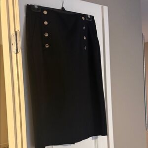 Ann Taylor Black Pencil Skirt with Button Accents